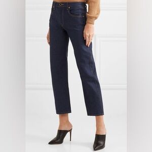 KHAITE Dark Blue Cropped Ankle Jeans